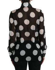 Silk Collared Button-Up Blouse in Black & White Dolce & Gabbana