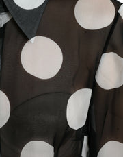 Silk Collared Button-Up Blouse in Black & White Dolce & Gabbana