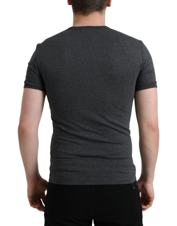 Elegant Dark Gray Crew Neck Tee Dolce & Gabbana