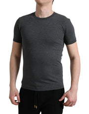 Elegant Dark Gray Crew Neck Tee Dolce & Gabbana