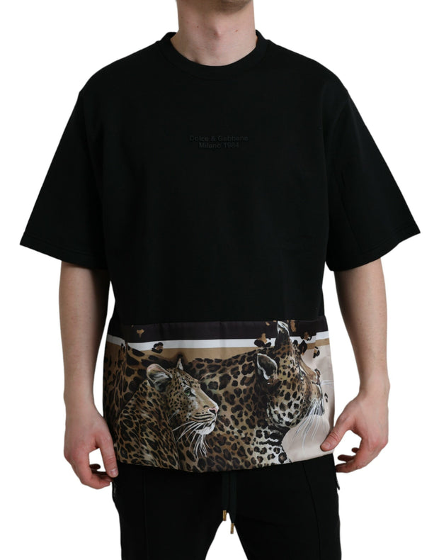 Elegant Leopard Print Crew Neck Tee Dolce & Gabbana