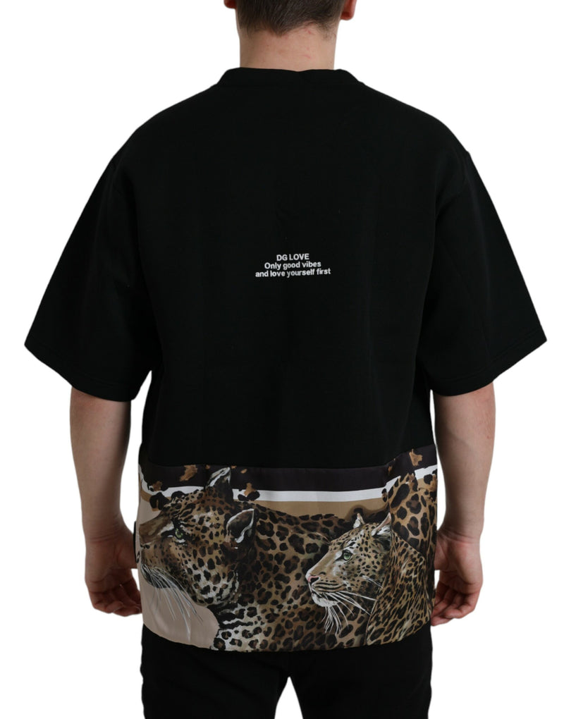 Elegant Leopard Print Crew Neck Tee Dolce & Gabbana