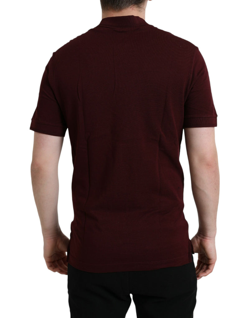 Elegant Maroon Cotton Blend Polo Tee Dolce & Gabbana