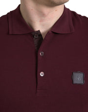 Elegant Maroon Cotton Blend Polo Tee Dolce & Gabbana