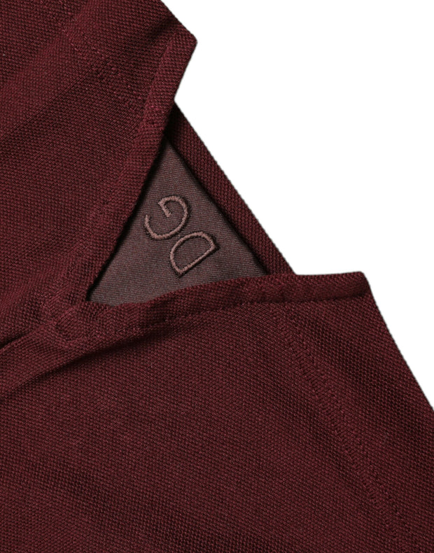 Elegant Maroon Cotton Blend Polo Tee Dolce & Gabbana