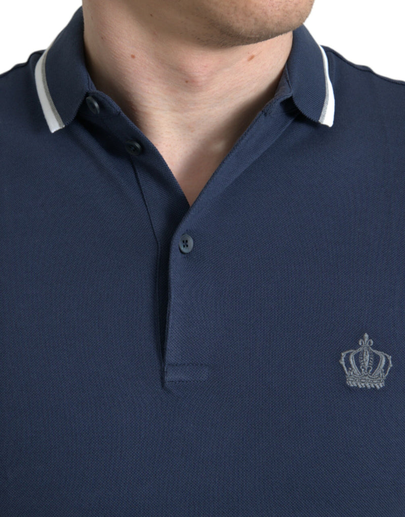 Elegant Crown Embroidered Polo T-Shirt Dolce & Gabbana