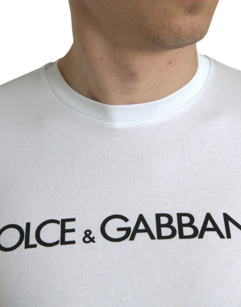 Elegant White Logo Crewneck Tee Dolce & Gabbana