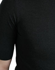 Elegant Silk Crew Neck Tee in Dark Grey Dolce & Gabbana