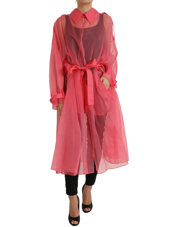 Elegant Pink Silk Long Jacket Dolce & Gabbana