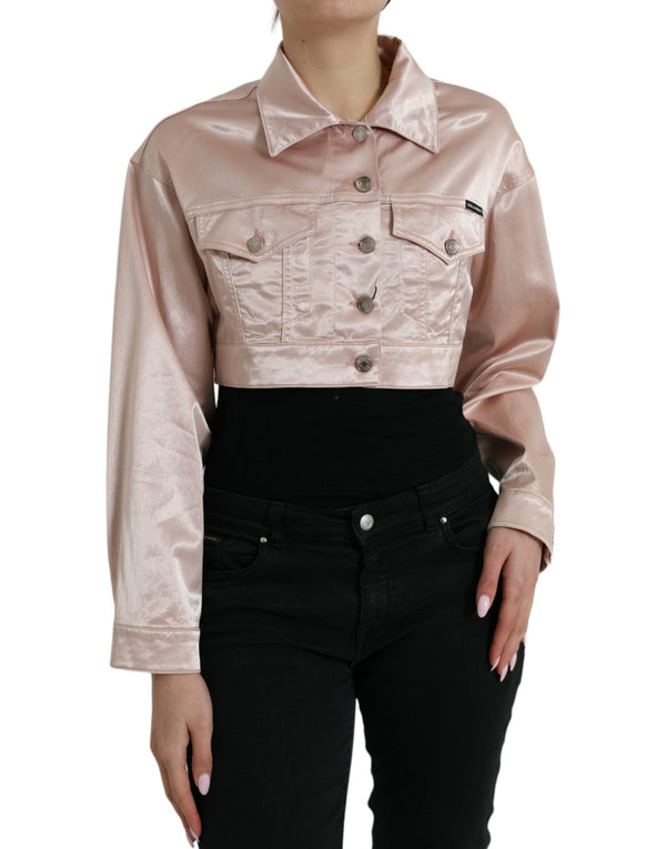 Elegant Pink Cropped Denim Jacket Dolce & Gabbana