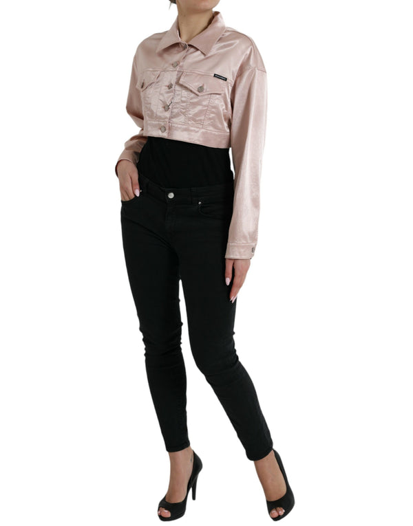 Elegant Pink Cropped Denim Jacket Dolce & Gabbana