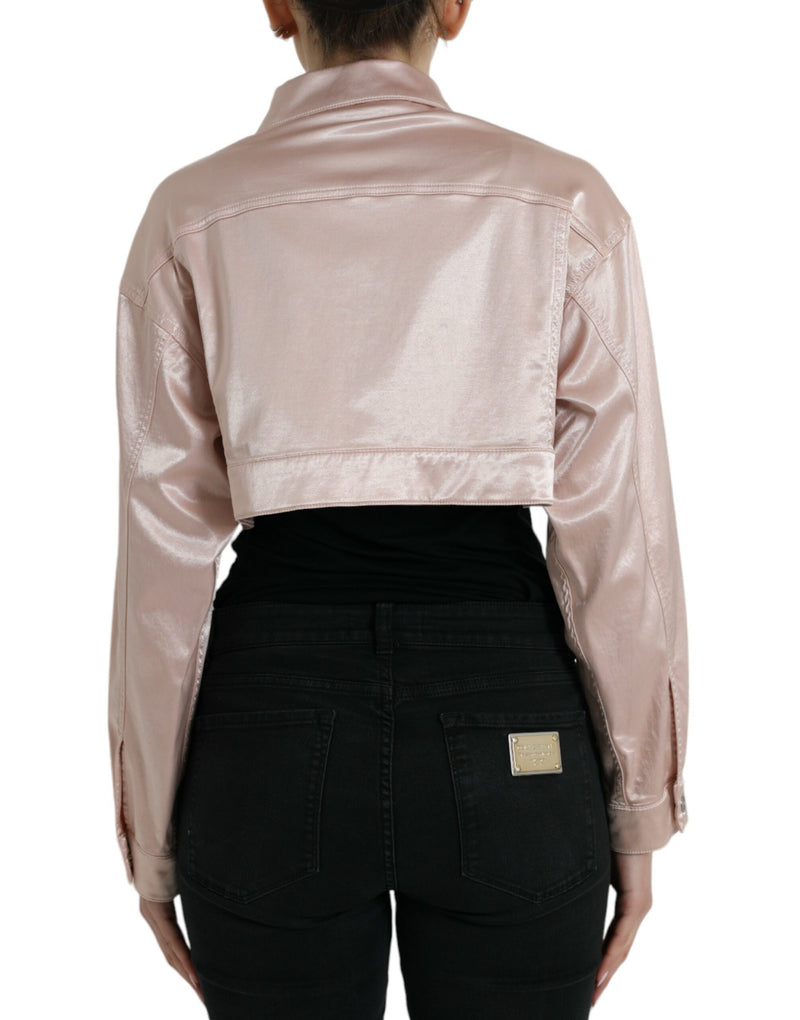 Elegant Pink Cropped Denim Jacket Dolce & Gabbana