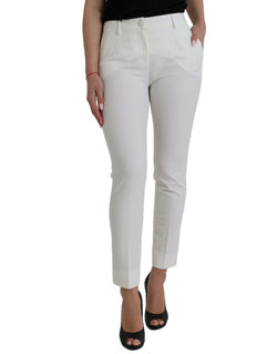 Elegant White Mid-Waist Tapered Pants Dolce & Gabbana