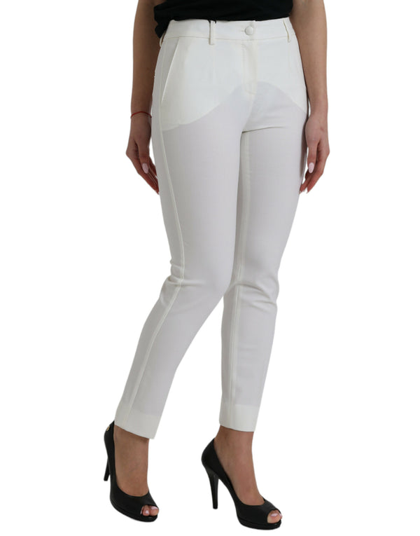 Elegant White Mid-Waist Tapered Pants Dolce & Gabbana