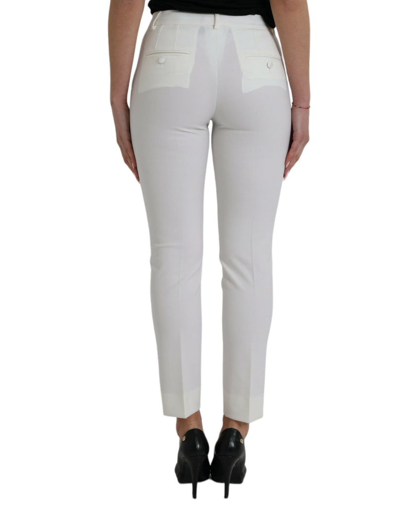 Elegant White Mid-Waist Tapered Pants Dolce & Gabbana