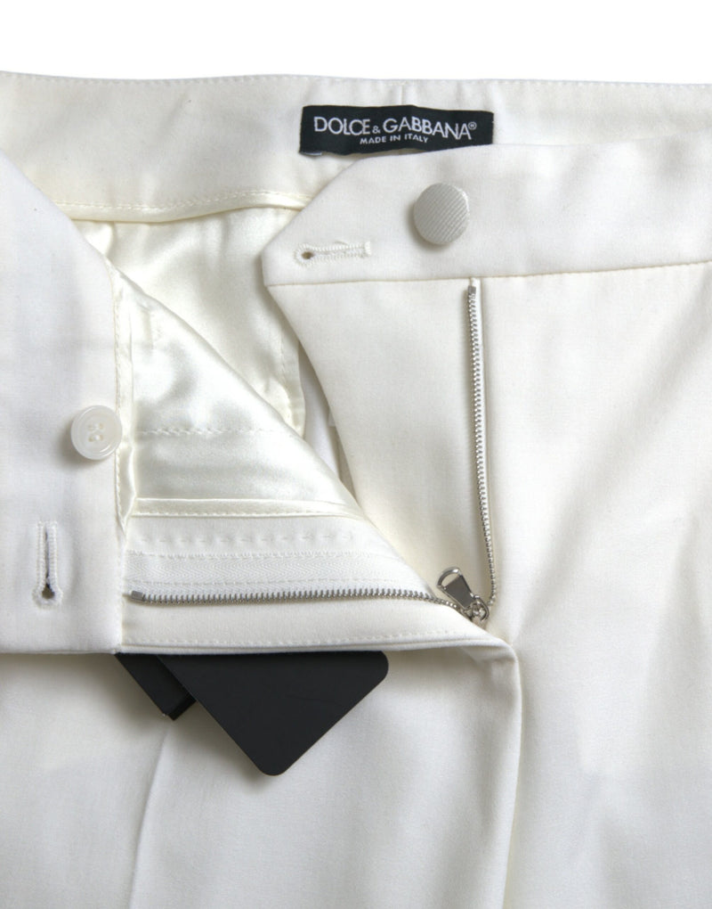 Elegant White Mid-Waist Tapered Pants Dolce & Gabbana