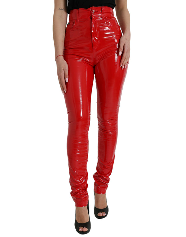 Chic Red High Waist Skinny Pants Dolce & Gabbana