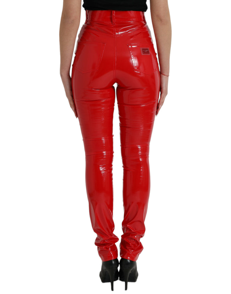 Chic Red High Waist Skinny Pants Dolce & Gabbana