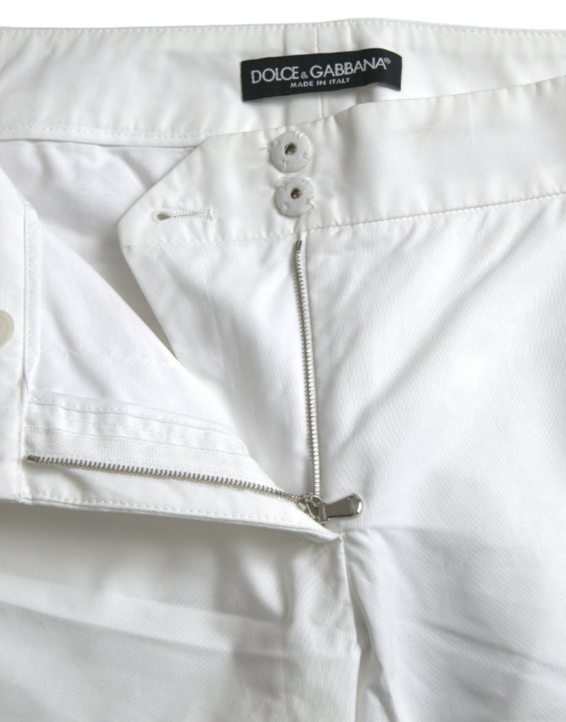 Elegant White Tapered Mid Waist Pants Dolce & Gabbana