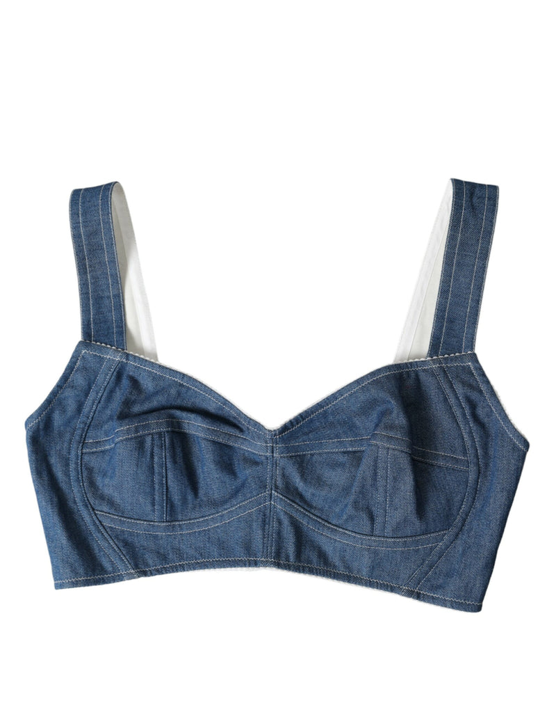 Elegant Blue Bustier Crop Top Dolce & Gabbana