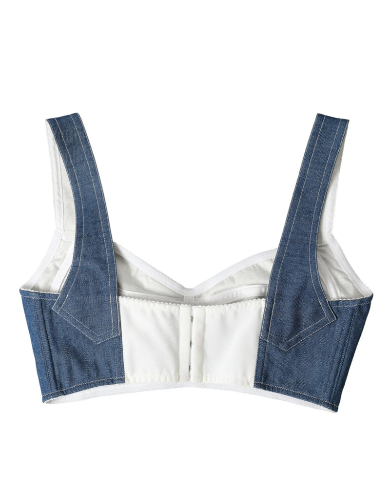 Elegant Blue Bustier Crop Top Dolce & Gabbana