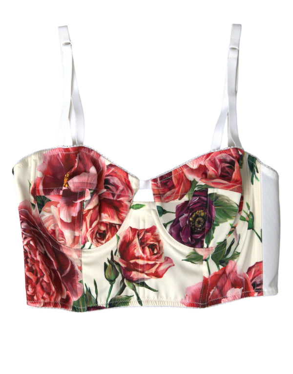 Floral Silk Blend Bustier Crop Top Dolce & Gabbana