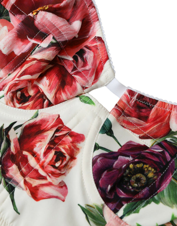 Floral Silk Blend Bustier Crop Top Dolce & Gabbana