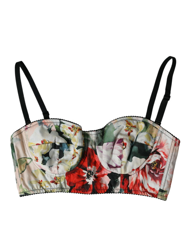 Multicolor Floral Bustier Crop Top Dolce & Gabbana