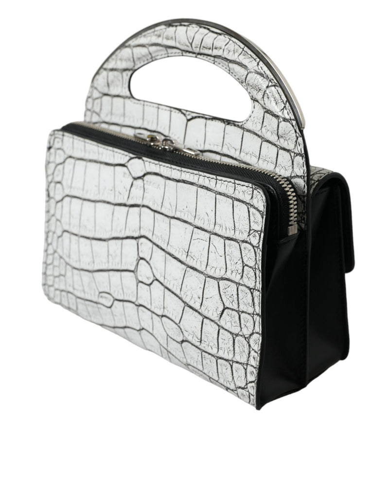 Metallic Silver Alligator Leather Mini Bag Balenciaga