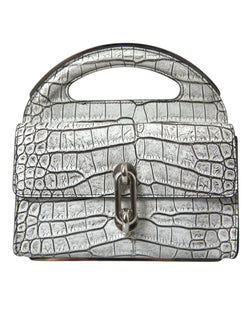 Metallic Silver Alligator Leather Mini Bag Balenciaga