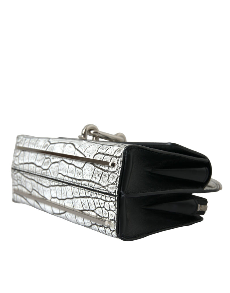 Metallic Silver Alligator Leather Mini Bag Balenciaga