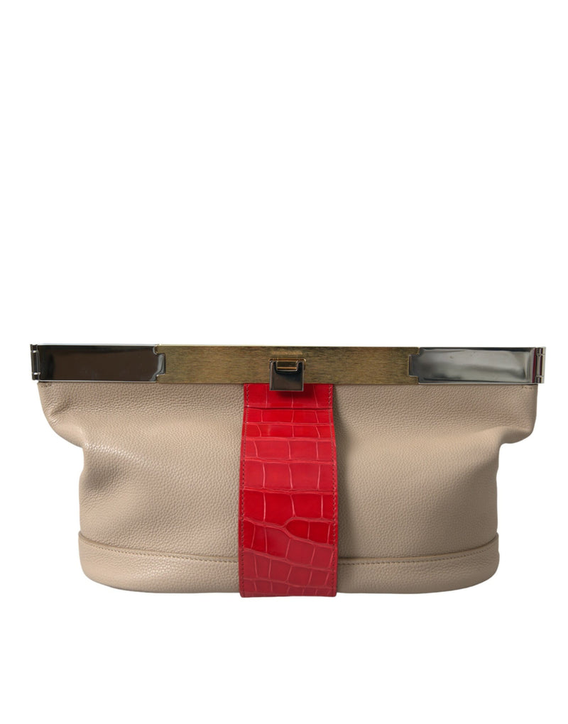 Two Tone Exotic Leather Clutch Balenciaga