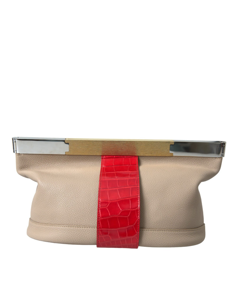 Two Tone Exotic Leather Clutch Balenciaga