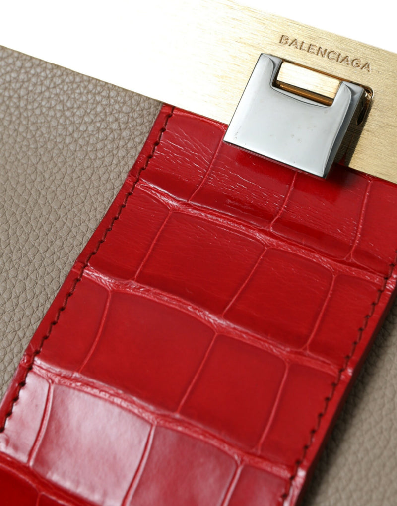 Two Tone Exotic Leather Clutch Balenciaga