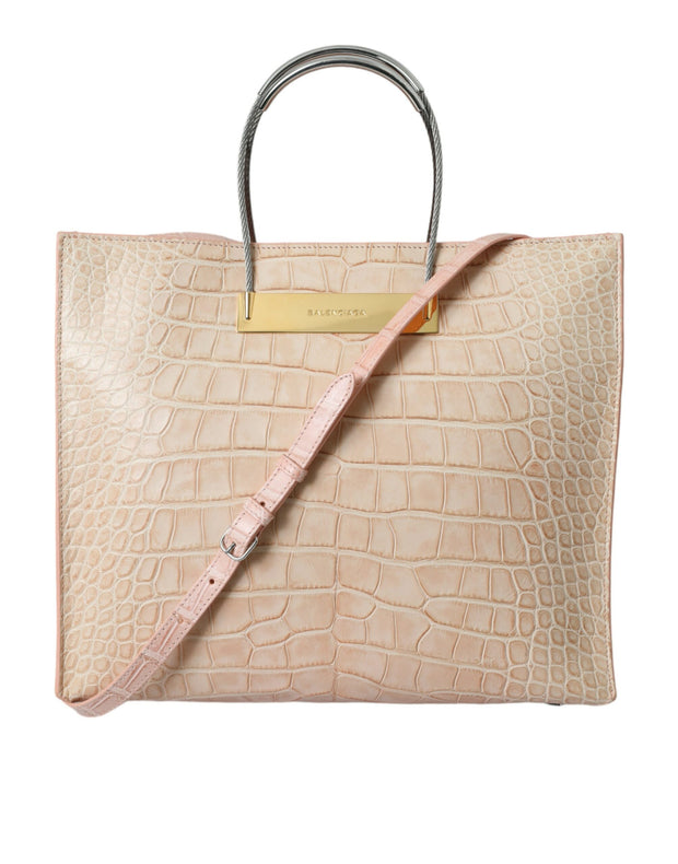 Alligator Leather Chic Pink Tote Bag Balenciaga