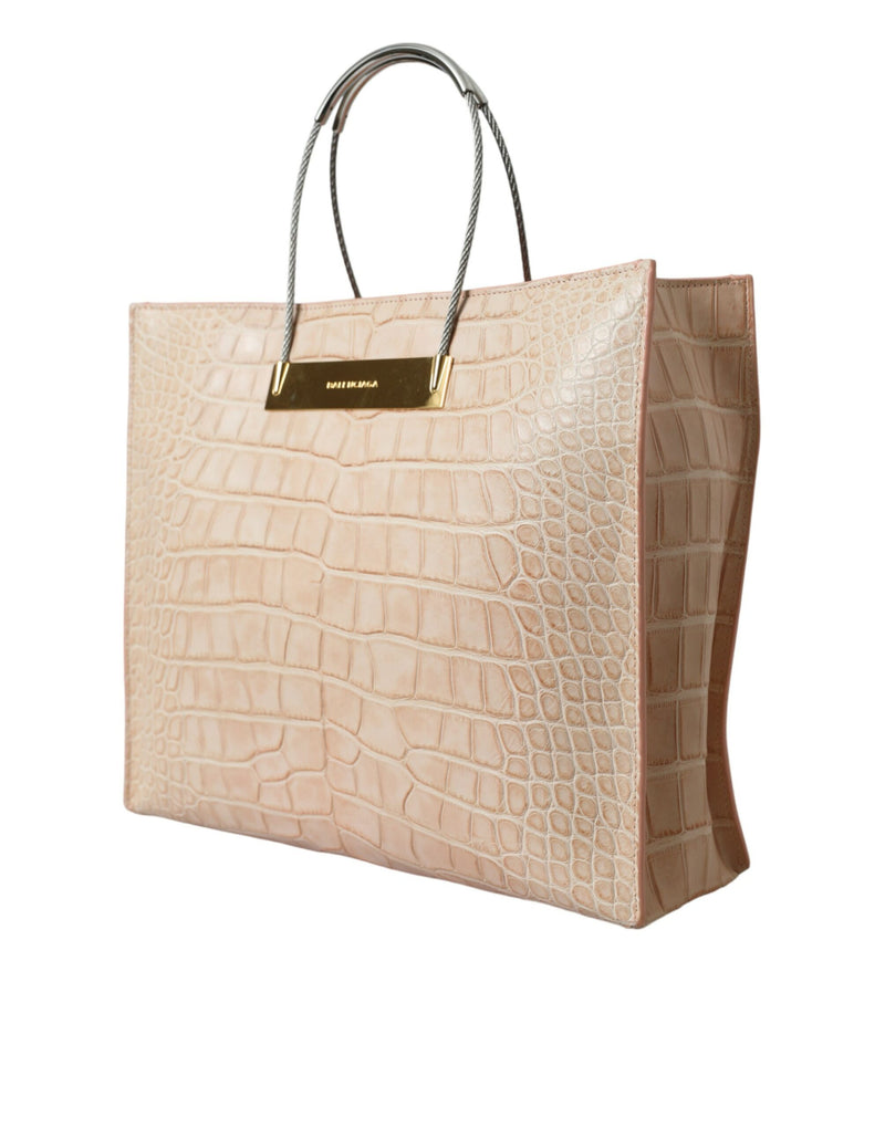 Alligator Leather Chic Pink Tote Bag Balenciaga