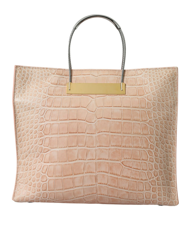 Alligator Leather Chic Pink Tote Bag Balenciaga