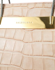 Alligator Leather Chic Pink Tote Bag Balenciaga