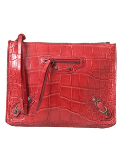 Exotic Red Alligator Leather Clutch Balenciaga