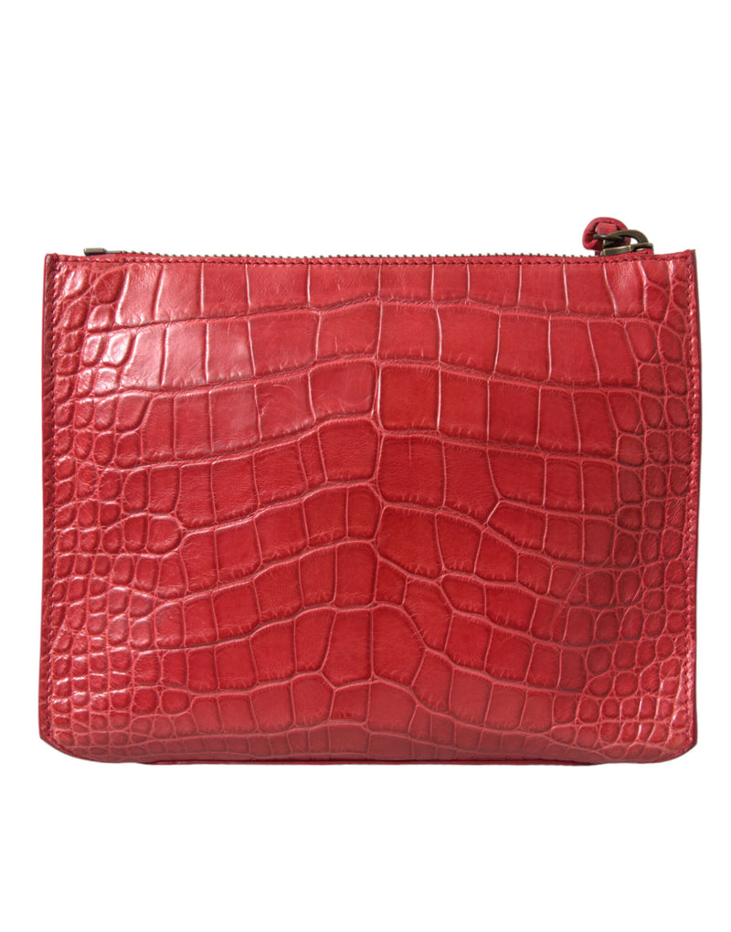 Exotic Red Alligator Leather Clutch Balenciaga