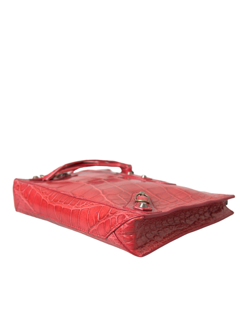 Exotic Red Alligator Leather Clutch Balenciaga