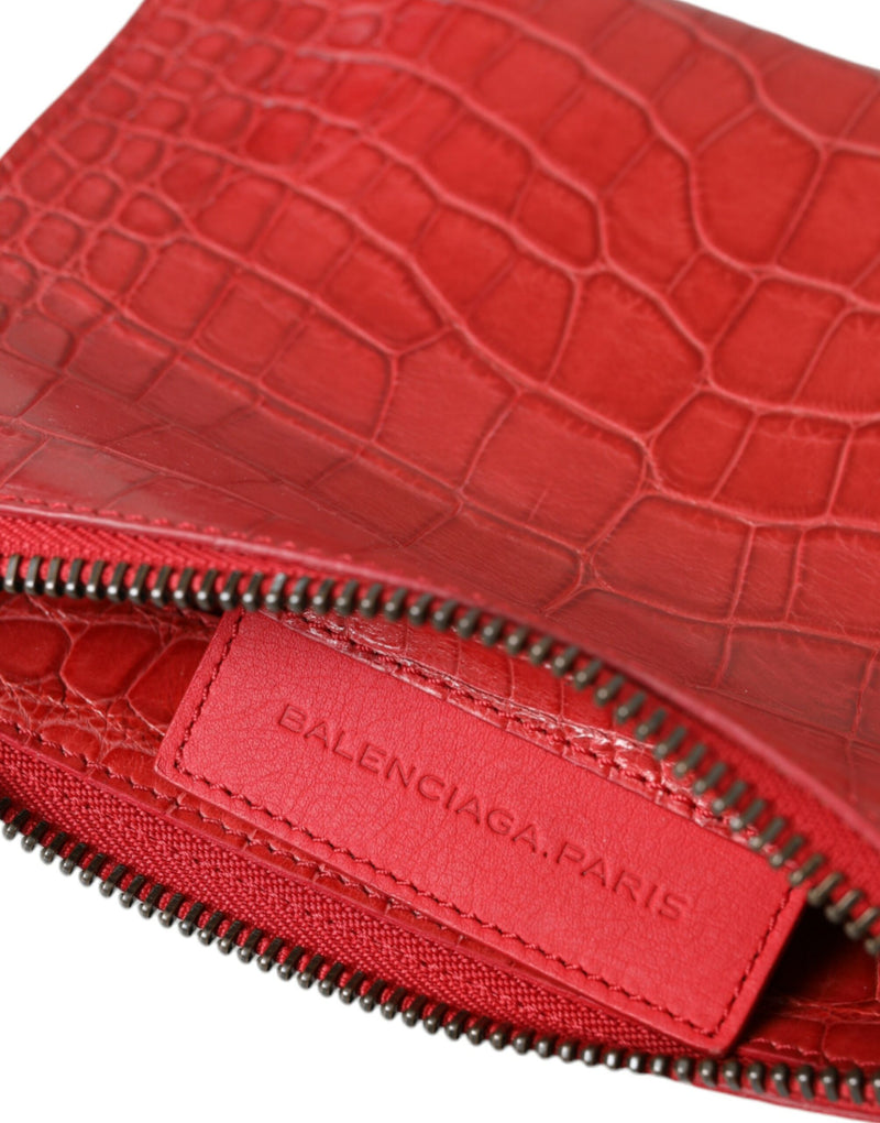 Exotic Red Alligator Leather Clutch Balenciaga