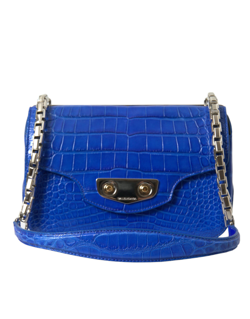 Alligator Skin Mini Shoulder Bag - Elegant Blue Balenciaga