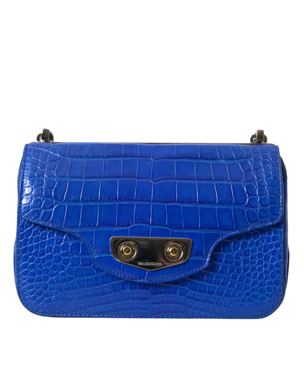 Alligator Skin Mini Shoulder Bag - Elegant Blue Balenciaga