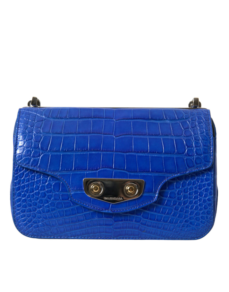 Alligator Skin Mini Shoulder Bag - Elegant Blue Balenciaga