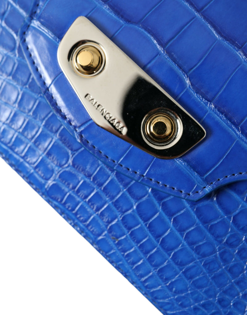 Alligator Skin Mini Shoulder Bag - Elegant Blue Balenciaga