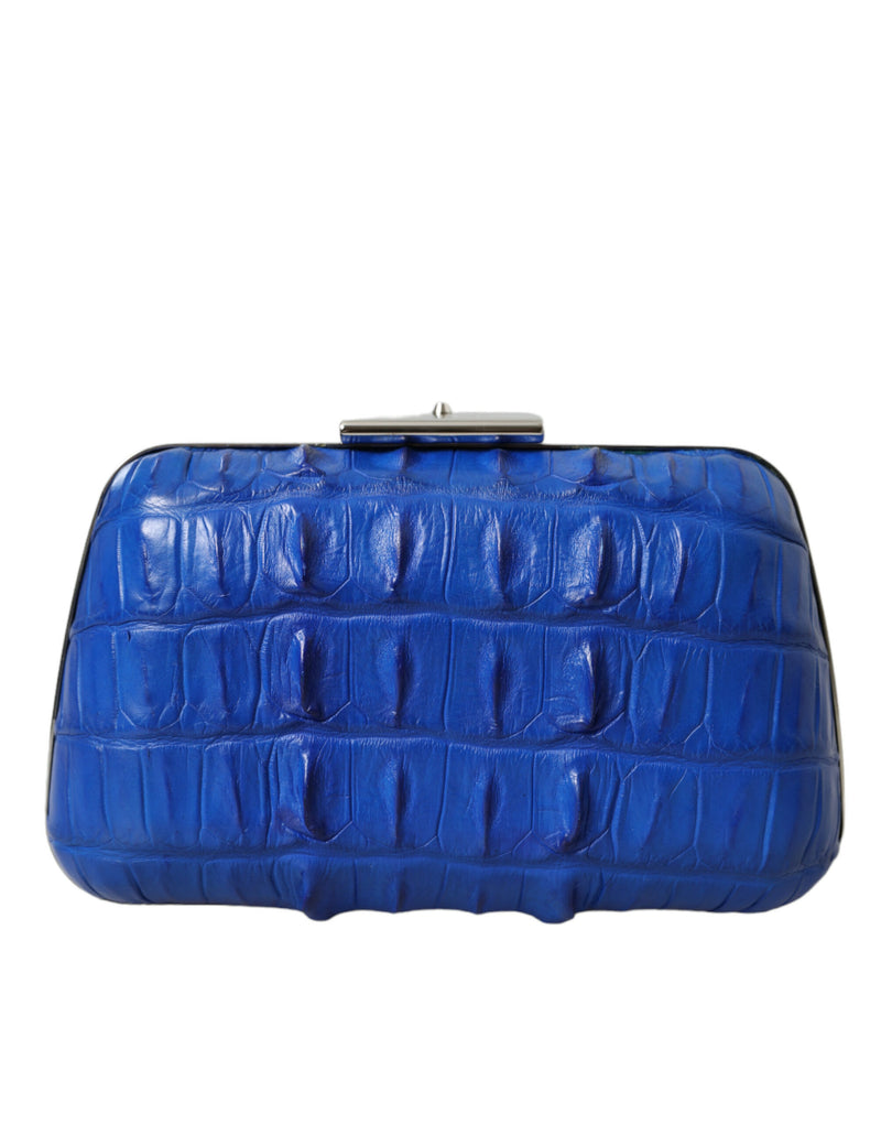 Electric Blue Crocodile Skin Clutch Balenciaga