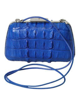 Electric Blue Crocodile Skin Clutch Balenciaga