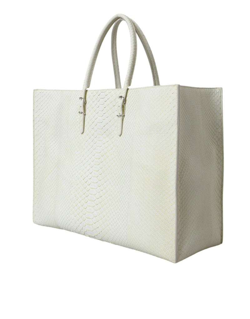 Chic Python Leather Tote in White & Yellow Balenciaga