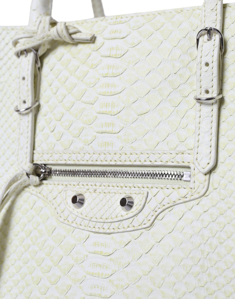 Chic Python Leather Tote in White & Yellow Balenciaga